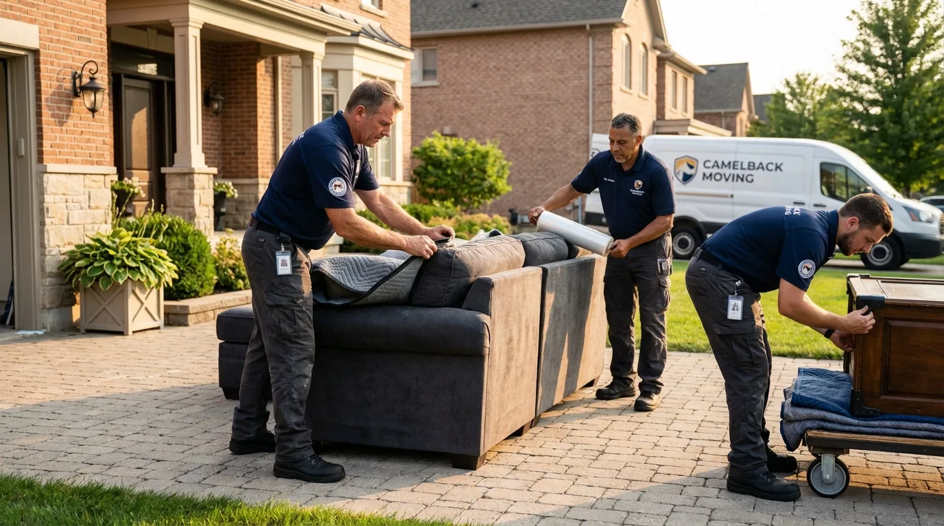 Large estate moving crew wrapping furniture in Gulf Shores, AL
