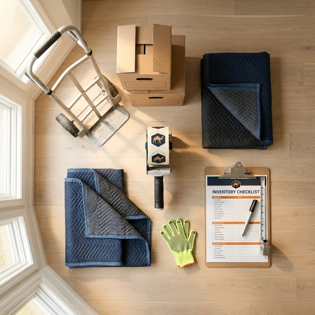 Professional moving supplies and packing materials layout for Gulf Shores residential relocations